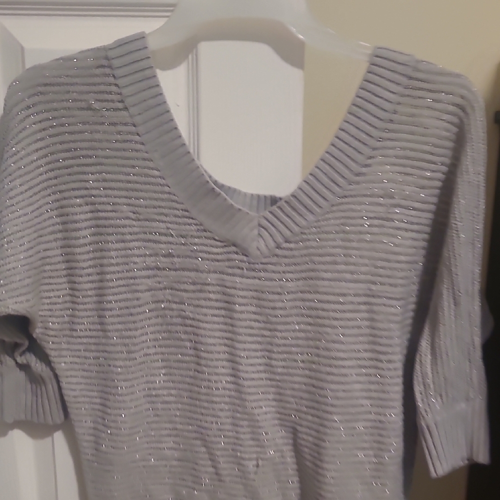 Express Womens Elegant Gray V-Neck Sweater Size Large